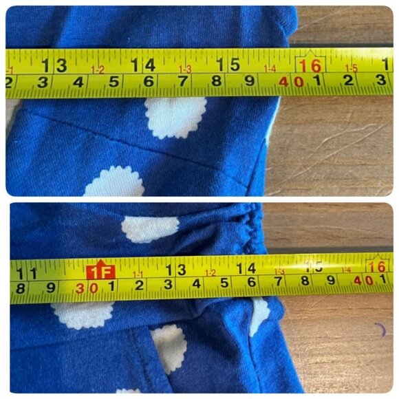 Bardot Margot Polka Dot Scoop Neck Dress 8L Blue White Ruched Waist - Picture 9 of 11